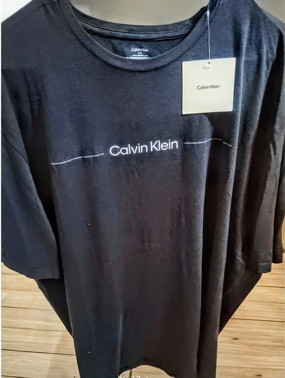NWT Calvin Klein Men's Black Line Logo Crewneck T-Shirt - Size Large